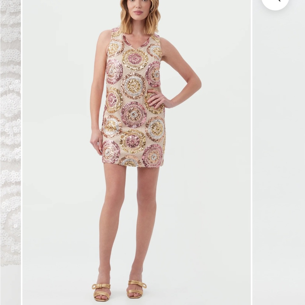 Trina Turk Tan and Pink Sheath Mini Dress